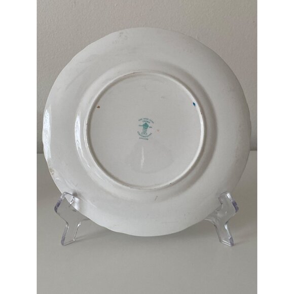 Crown Staffordshire Salad Plate Gray Blossoms Blue Replacement Vintage - Picture 5 of 8